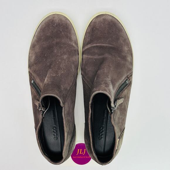 ECCO Women's Soft 7 Gray Nubuck Side Zip Ankle Sneaker Booties Size 42 EU/ 11 US - Picture 9 of 11